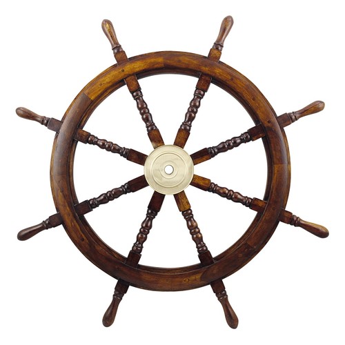 Steuerrad aus holz messing - aus, holz/messing