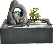 Zimmerbrunnen Raumbrunnen mit drehender Glaskugel und LED Baum Steine
