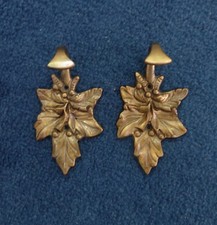 2 x EINZELKLEIDERHAKEN ( MESSING ) VINTAGE 60ER 70ER BLATT OPTIK