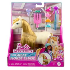 Barbie Pferd Pony zum Stylen Tornado mit langer Mähne zum Kämmen