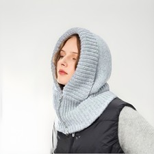 H Damen Winter Strick Kapuze Sturmhaube Mütze Warm Balaclava Mit Reißverschluss