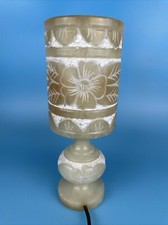 Alabaster Tischlampe Lampe, Blumenmotiv Naturstein Spanien vintage