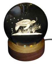 Glaskugel mit edlem Holzsockel und elektr. Beleuchtung ca. 8cm Lampe Schildkröte