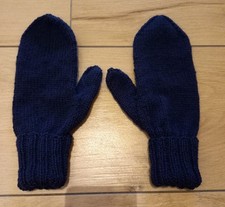 Handschuhe Damen handgestrickt Universa Wolle Polyacryl dunkelblau Größe 7