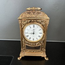  SCHMID vintage Reiseuhr Tischuhr Pendeluhr Guss vergoldet 8 Tage Werk