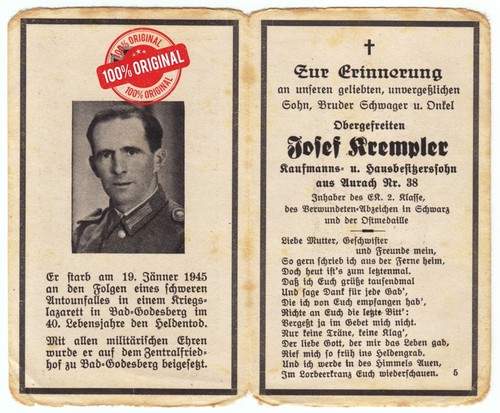 Sterbebild death card ww2 - death,