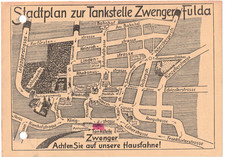 Ansichtskarte , Fulda Stadtplan zur Tankstelle Zwenger  , Gau 3a , ca. 1910/20