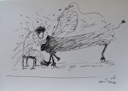Zeichnung der pianist - der,
