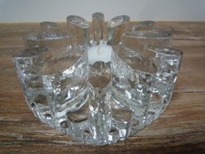 altes Glas Stövchen mit 12 Säulen Muster - 70er Jahre