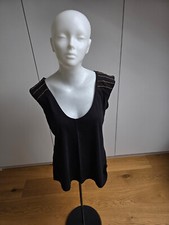 Bluse Top Shirt Mango Perlen gold schwarz Größe S