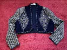 Ella Singh Designer Jacke ein Traum in Seide Gr. XL Pailetten & Perlen bestickt