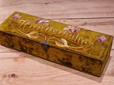 antik Jugendstil Handschuh Samt Schatulle mit alte Lederhandschuhen & Schleife