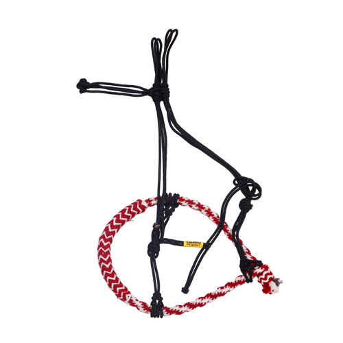 Red black braided bosal - red,