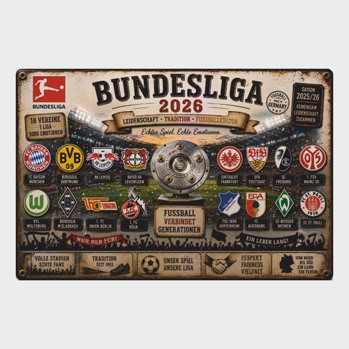 Blechschild bundesliga 2026 - bundesliga,
