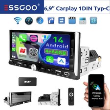 DAB+ Autoradio 1 DIN Mit Bildschirm Android 14 4+64G Carplay Navi Bluetooth WIFI