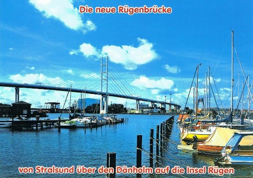 Ansichtskarte rügenbrücke - ansichtskarte,