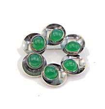 N.E.FROM Denmark Brosche 925 Silber mit grünem Achat OG-24042