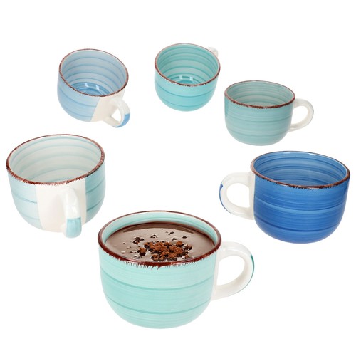 6er set blue jumbotasse 400ml - 6er,