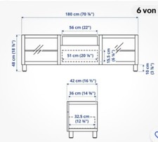 BESTA BURS TV Bank Sideboard Lack weiß Matt Silber 180 cm Länge Abholung