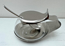 WMF Senftöpfchen Cromargan mit Glaseinsatz, Design Wilhelm Wagenfeld