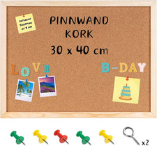 Creative Home 30x40 cm Kleine Pinnwand Kork | inkl. 5 Pinwandnadeln | Korkwand K