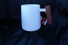 Tea Logic Becher 0,32 L. Dekor BLANCA weiss Bienenkorboptik Rosenholzgriff NEU