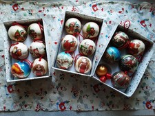 Weihnacht Kugeln  17 St. Christbaumschmuck Nostalgie Pappe Pappmache