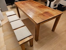Esstisch 180x90 mit Sitzbank aus Massivholz Teak, gebraucht