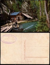 Ansichtskarte .Sachsen Sächsische Schweiz Bootsstation Hinterhermsdorf 1910