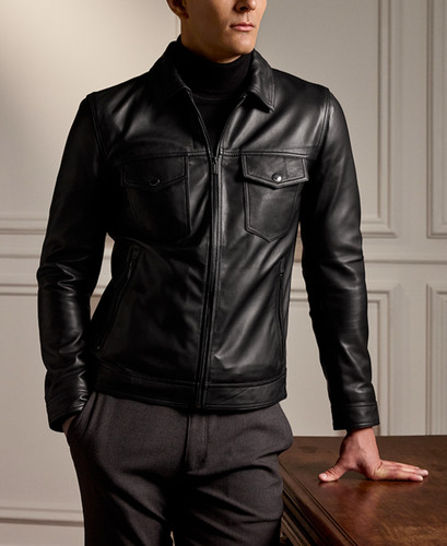 Schwarze lederjacke herren - schwarze,