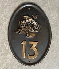 METALL HAUSPLAKETTE NUMMER 13 . ROSENMOTIV Vintage Look