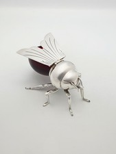 Ausgefallener antiker Honigtopf aus versilbertem und Cranberryglas - um 1920