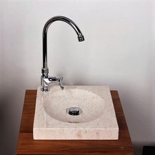 Steinwaschbecken TUMBA aus Marmor 30 x 30 x 4 cm creme Naturstein wohnfreuden