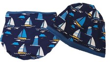 Mützen Set Beanie Mütze & Schal/Loop/Halstuch Segelboote Leuchtturm