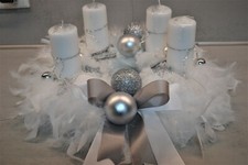 Adventskranz Federn weiß