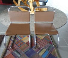 Knoll International Bauhaus Jubiläums Stuhl „MR-Side Stuhl“, Freischwinger Leder