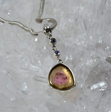 Turmalin Anhänger, 925 Silber, Edelsteinanhänger (14135), Wassermelonen Turmalin