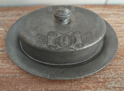 Vintage butterdose zinn - vintage,