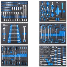 Werkstattwagen Einlagen Blau Werkzeugeinlagen 520x400mm bestückt 6 Stück