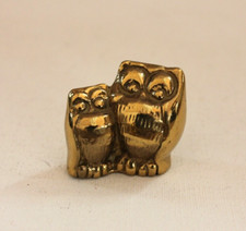 2 Eule n Messing 162g Tier Figur Vogel Uhu Statue Skulptur owl alt vintage KE50