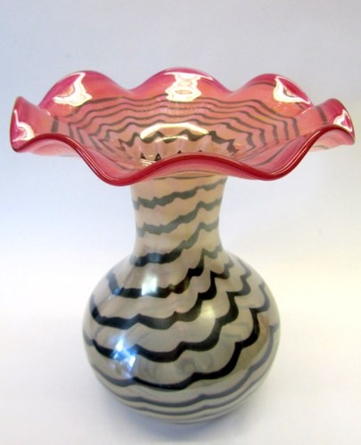 Eisch glas vase rosa - vase, silbrig