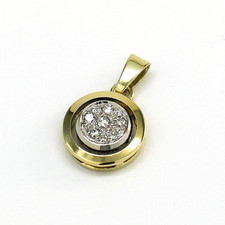 Kleiner Anhänger rund 585/- 14k Weiß- Gelbgold Brillanten ca. 1,7 cm -375