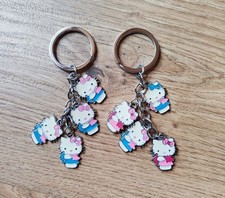 2er Set Schlüsselanhänger Hello Kitty weiß/blau/rosa niedlich Kawaii Comic süß