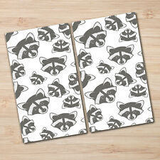 Glas Schneidebrett Herdabdeckplatten Schneideplatten 2x30x52 Waschbären Tier