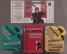PAUL McCARTNEY WORLD TOUR Unused Concert Ticket and 3 Working Passes! RARE!