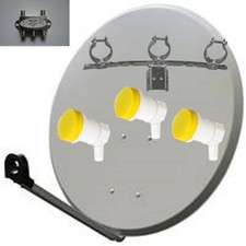 Russische-TV !!!!  SAT- Anlage für 3 Satelliten mit 3 Single LNB und Zubehör-