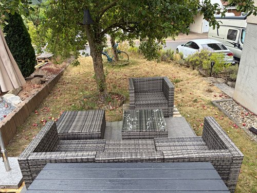 Polyrattan lounge set grau - set,