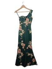 WAL G Abendkleid Blumenmuster Elegant Petrol Maxikleid Gr. 36 S