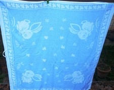 DDR Kinder Badetuch Frottee VEB Frottana  Häschen hellblau 92x85cm