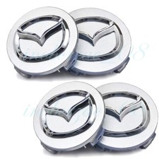 4 Pcs Für Mazda 56mm Silber Nabendeckel Radkappe Auto Alu Emblem Felgenabdeckung